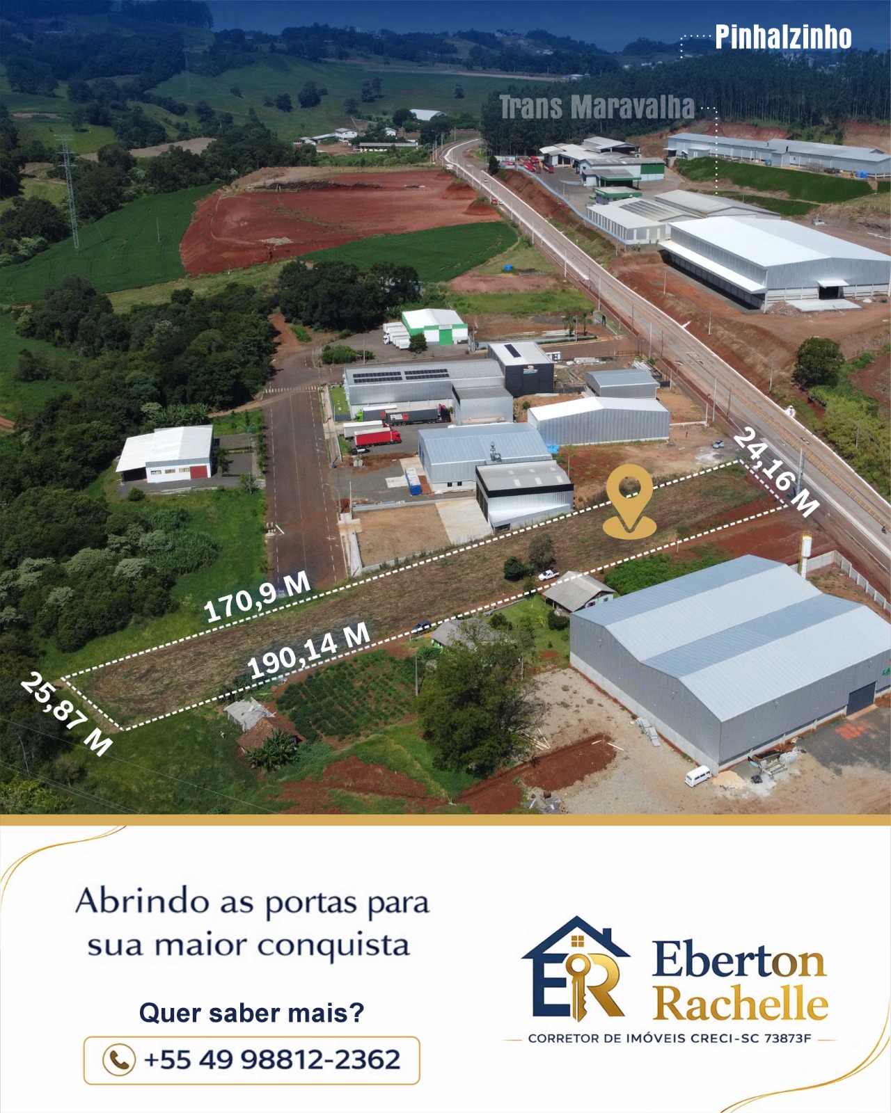 Terreno em condomínio industrial à venda em Pinhalzinho/SC · PropWase