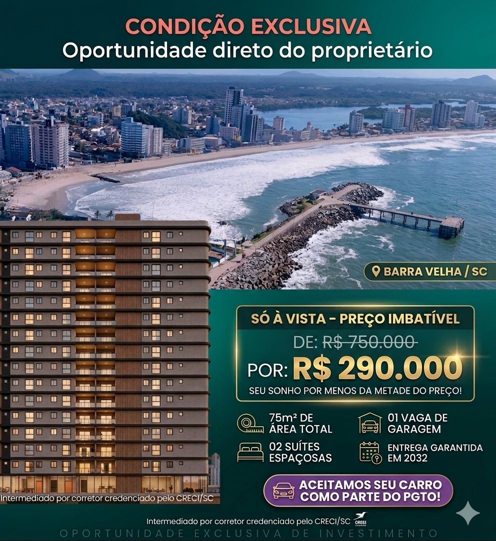 Apartamento com 2 quartos à venda em barra velha/SC · PropWase